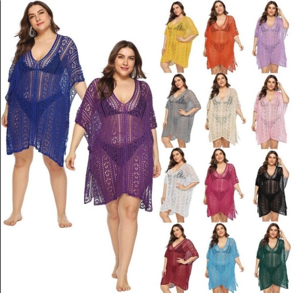 Hollow out v-neck loose beach dress - Picture 2 of 2